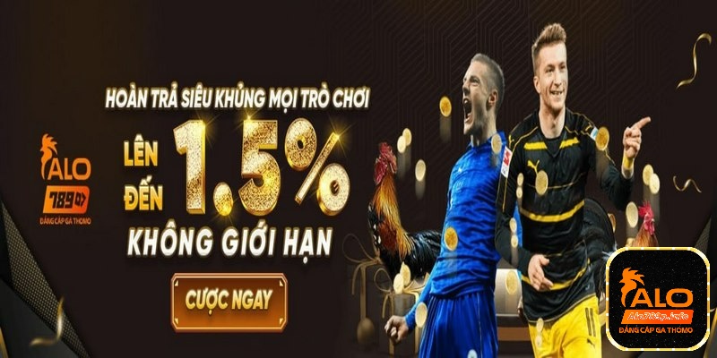 Chương trình khuyến mãi Alo789 - Cơ hội nhận thưởng hấp dẫn 4 Khuyến mãi Alo789 - Hoàn trả lên đến 1,5%
